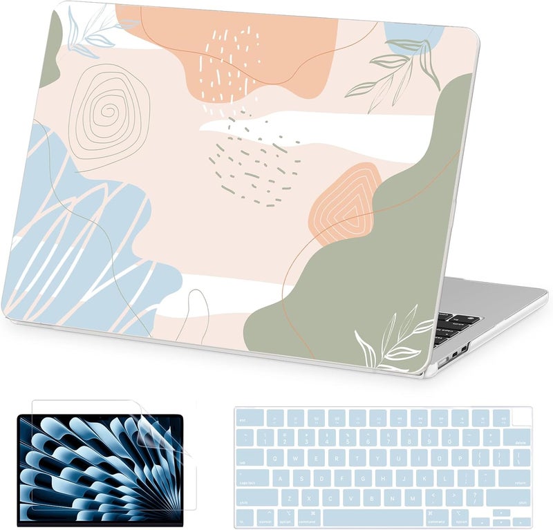 AKIT Compatible with MacBook Air 13 inch Case 2026 2025 2024-2022 M4 M3 M2 A3240 A3113 A2681, Pattern Hard Shell Laptop Case+Screen Protector+Keyboard Cover for MacBook Air 13.6 inch, Abstact Art - Image 1